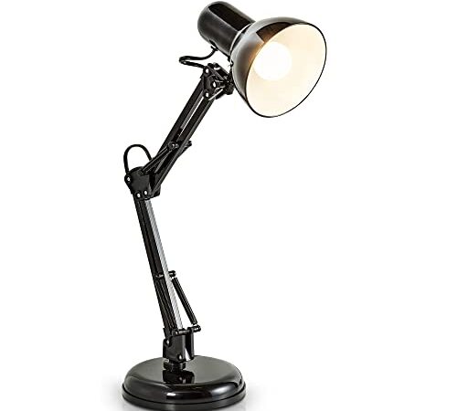 B.K.Licht lampe de bureau LED rétro, lampe de table LED, lampe de chevet métal avec articulation, lampe de lecture, éclairage LED halogène, E14, sans illuminant