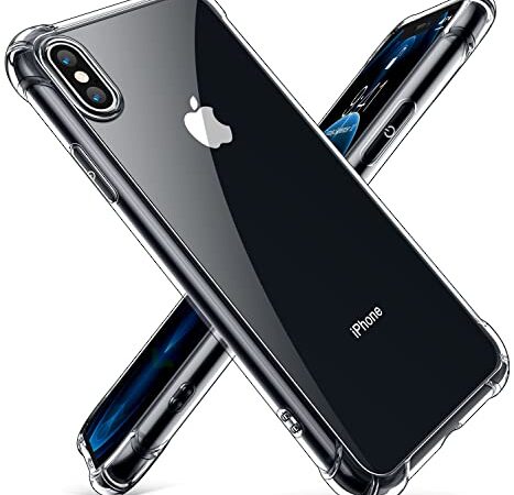 CANSHN Coque Compatible avec iPhone XS et iPhone X, [Protection de Norme Militaire][Anti-Jaunissement] Housse Étui de Protection en Antichoc avec Coins en TPU Souple pour iPhone XS/X - Transparent