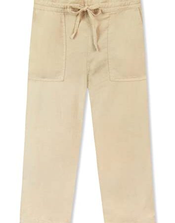 CityComfort Pantalon Femme, Pantalon en Lin, Pantacourt Capri, Short Femme, Fille, Ado, Coupe Décontractée Fluide, Ceinture Taille Élastiquée, pour Vacances, Travail (40, Beige Cropped 3/4)