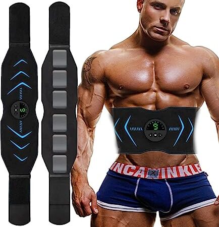 COODAY Electrostimulateur Musculaire,Ceinture Abdominale Electrostimulation, 6 Modes 9 Niveaux pour Stimulateur Musculaire Femme Homme Entraînement Abdominal Rechargeable