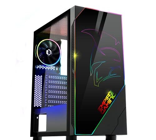 EMPIRE GAMING - Boitier PC Gamer Spartan - ARGB Moyenne Tour ATX - Paroi Latérale en Verre Trempé - 2 Ventilateurs 120 mm Dont 1 LED RGB Adressable 120 mm - MB Sync