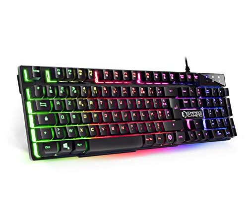 EMPIRE GAMING - Clavier Gamer Nouveau K300 (AZERTY) - 105 Touches Semi-Mécaniques - Rétroéclairage LED RGB - 19 Keys Anti-Ghosting - 12 Raccourcis Multimédia - USB Filaire