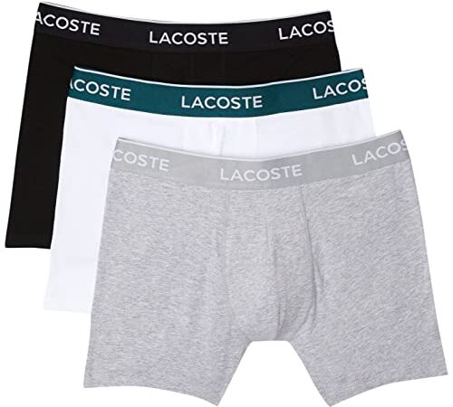 Lacoste 6H3420 Boxer Longue Homme - Multicolore (Noir/Blanc/Gris) - L