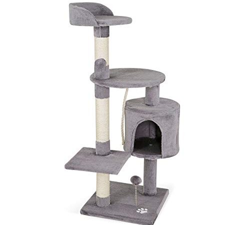 lionto Arbre à Chat Arbre à Grimper griffoir pour Chat Hauteur 112 cm, Gris Claire