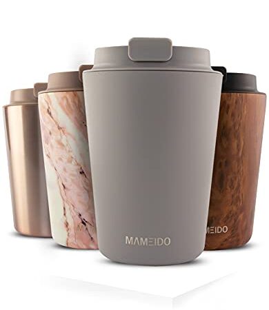 MAMEIDO Mug Isotherme 350ml, 470ml & 700ml - Thermos Café étanche en acier inoxydable, Tasse Isotherme sans BPA, Mug Isotherme Cafe 100% Hermétique (Taupe Grey, 350ml)