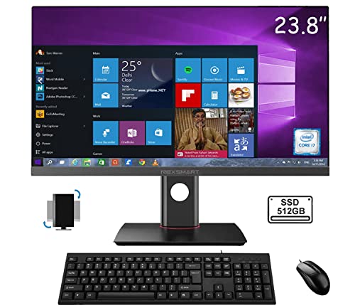 Ordinateur de Bureau Tout-en-Un 23,8 Pouces avec Intel Core i7-4785T Ordinateur Tout-en-Un Windows 11 Pro Préinstallé 8GB RAM 512GB SSD Soutien Dual Band WiFi Blutooth 4.2 Noir(Écran Non Tactile)