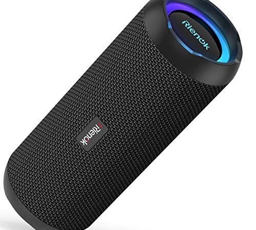 RIENOK Enceinte Portable Bluetooth aux Basses Renforcées, 30H, Bluetooth 5.3, 30W Enceinte Puissante, IPX7, AUX, TF Carte, pour Fêtes/Voyage/Extérieur, Noir