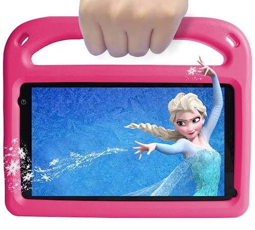 Tablette pour Enfants Android 11 FHD 7 Pouces, 32 Go ROM (SD 256 Go), WiFi 6, Bluetooth, Éducation des Enfants + Jeux, Google Play, Double Caméra, Contrôle Parental, avec Étui pour Tablette (Rose)