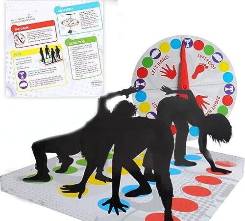 Twist Géant, Tapis de Jeu Twisting, 1 Set Twist Jeux, Twist à partir de 6 Ans, Twist Jeux pour Enfants & Adultes, Jeux de Fête, Jeu de Famille