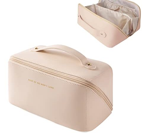 Utapossin Trousse de Toilette Femme, Grande Capacité Sac à Cosmétiques, Imperméable PU, Sac de Maquillage de Voyage, pour Homme Femme Organiseur (Blanc)