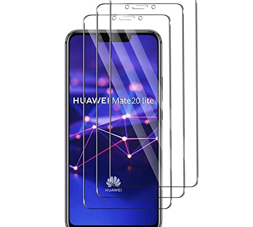 Widrt Lot de 3, Verre Trempé Compatible avec Huawei Mate 20 Lite, Film Protection écran - Anti Rayures - sans Bulles d'air -Ultra Résistant (HD Ultra Transparent) pour Huawei Mate 20 Lite