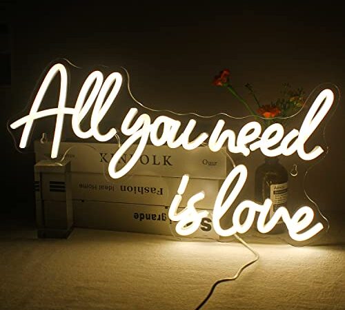 All You Need is Love Neon Sign,Enseigne au néon LED pour décoration de fête de mariage, enseignes au néon de mur d'art pour la maison chambre d'enfants fête de mariage toile de fond décoration