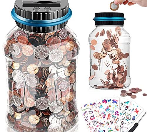 BEYAOBN Tirelire Electronique, Tirelire numérique avec écran LCD Automatique Comptant Money Box, Grande Tirelire 1,8L ave Tournevis comme Cadeau pour Enfants, pour Noël, Anniversaire Cadeaux