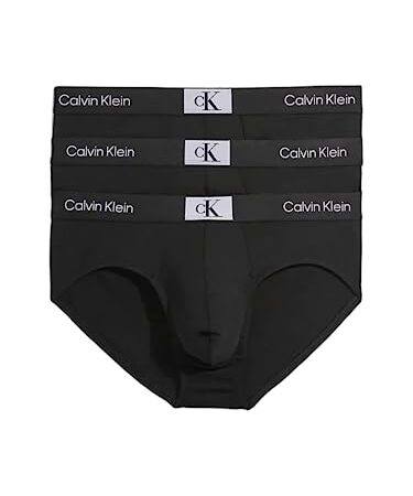 Calvin Klein Slip Homme Lot De 3 Sous-Vêtement Coton Stretch, Noir (Black/Black/Black), L