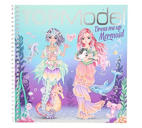 Depesche 12438 TOPModel Mermaid Dress Me Up-Livre 24 Pages pour créer des Motifs de sirènes, y Compris 11 Feuilles d'autocollants, Multicoloured