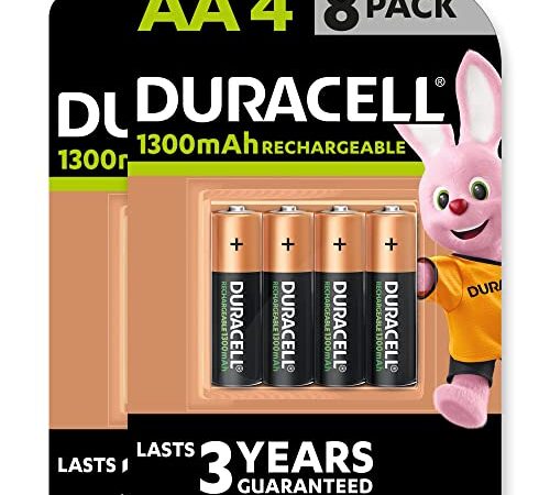 Duracell Piles Rechargeables AA 1300 Mah, Lot de 8 Piles [Amazon Exclusive]