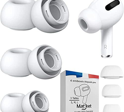 Embouts en Silicone pour Airpods Pro 1 et Airpods pro 2 Apple , 3 Paires Embout à Réduction De Bruit Pour Oreille Intra auriculaire , embout ecouteur airpod pro avec boite de Rangement (S/M/L) Blanc