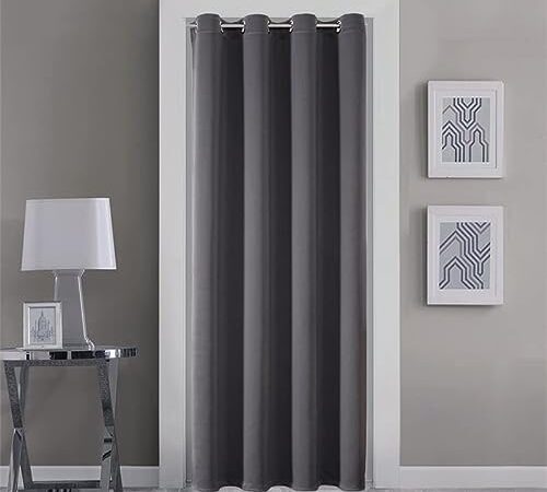 GYROHOME Rideaux occultants à œillets de Couleur Unie pour Porte et fenêtre, 100 x 200 cm, Gris