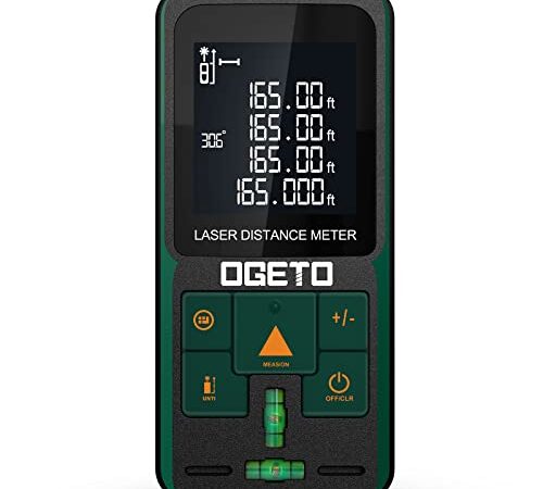 Metre Laser 50m, Ogeto Télémètre Laser Numerique avec Niveau Électronique Amélioré, 99 Stockage, Mesure Longueur/Zone/Volume/Théorème de Pythagore pour Rénovation Intérieure/Chantier de Construction