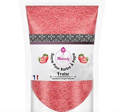 Misskandy®-Sucre Barbe a Papa Fraise 500 Gr (Arôme et Colorant Naturel), pour Machine/poudre barbapapa Fabriqué en France