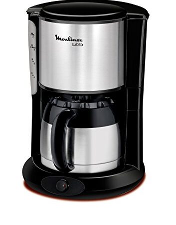 Moulinex FT360811 Cafetière Filtre Subito Isotherme 8-12 Tasses Verseuse Inox Anti-Goutte Maintien au Chaud 4 Heures 0.9l Café Noir