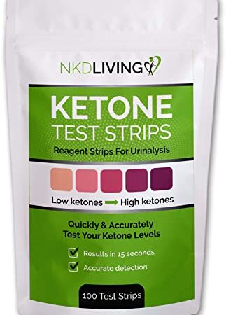 NKD Living Bandelettes de test de cétone (100 bandelettes) - Détection précise des cétones dans l'urine