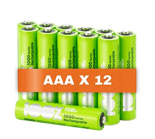 Piles Rechargeables AAA - Lot de 12 Piles | 100% PeakPower | Batteries AAA LR3 Rechargeables 1.2v Minh 800 mAh - Pré-Chargées Haute capacité