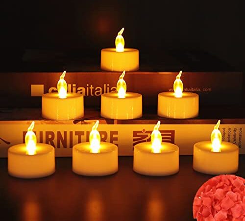 Resszo Lot de 24 Bougies LED Sans Flamme, LED Flamme Vacillante Lumière- Blanc chaud - Lumières de Thé À Piles Pour Mariage, Noël, Pâques, Fête, Anniversaire Soirée