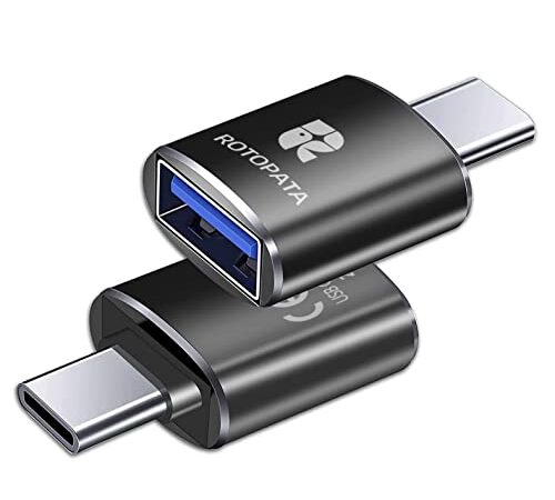 ROTOPATA 2 pièces Adaptateur USB C vers USB 3.0, Adaptateur USB Type-C vers USB Femelle OTG, Compatible avec Les appareils de Type C tels Que Les Macbook et Les téléphones Mobiles