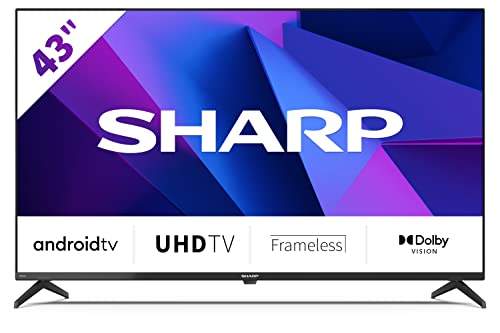 Sharp 43FN6EA - TV Android 43" Frameless (sin Marco, 4K Ultra HD, 4X HDMI 2.1, 3X USB, Bluetooth), Google Assistant, Chromecast, Dolby Vision, HDR10, DTS Virtual X, Couleur Noir