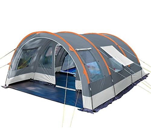 Skandika Helsinki - Tente de Camping familiale Tunnel - 525 x 410 cm - 6 Personnes - 5000 mm (Gris)