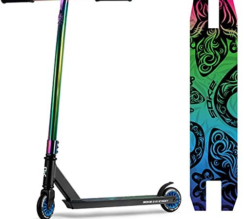 Soke Evo Street Trottinette Freestyle ABEC-9 Carbon - Trottinette Freestyle Adulte pour Skatepark - Trottinette Freestyle Garçons & Filles pour Faire des Tours & Fouets - pour Adolescents 11-15