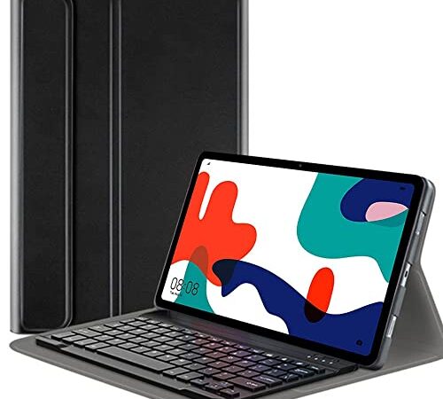 SsHhUu Clavier Étui pour Huawei MediaPad M5 10.8, Clavier AZERTY Français Détachable sans Fil Bluetooth Etui Housse de Protection pour 10.8" Huawei MediaPad M5 10.8 / M5 Pro Android Tablet, Noir