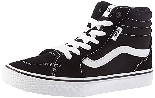 Vans Mixte enfant Filmore Hi Suede/Canvas Basket, Toile en Daim Noir et Blanc, 37 EU