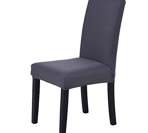 Veakii R Housse de Chaise Extensible 4 pièces, Housse de Salle à Manger Amovible Lavable Housse de Chaise pour Salle à Manger Bouquet de Mariage Moderne, Hôtel, Décor de Restaurant (Gris)