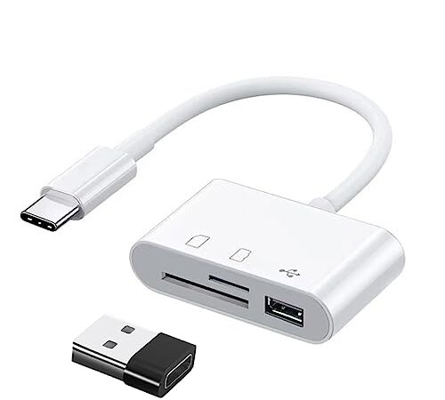 3 en 1 USB C Lecteur de Carte SD, Adaptateur USB C vers SD/Micro SD/USB 3.0, Lecteur de Carte Mémoire TF Compatible avec Les Appareils de Type C tels Que Samsung, Huawei, MacBook, Tablettes