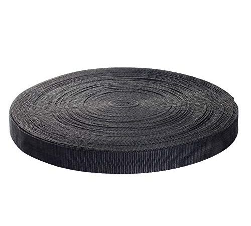 50 m x 25mm Sangle en Polypropylène - épaisseur 1,4 mm - Sangle en Toile, Ruban Ceinture en polypropylène, pour Sacs, Sacs à dos, Élingues, Harnais, Bagages, DIY etc. Noir TKD5070 black