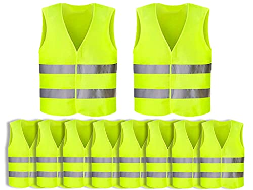 Anlising Gilet de Sécurité, 10PCS Jaune Gilet de Sécurité Réfléchissant, Gilet De Sécurité Haute Visibilité, Gilet Réfléchissant, Gilet Réfléchissant de Voiture, pour Conducteurs Travailleurs Unisexe