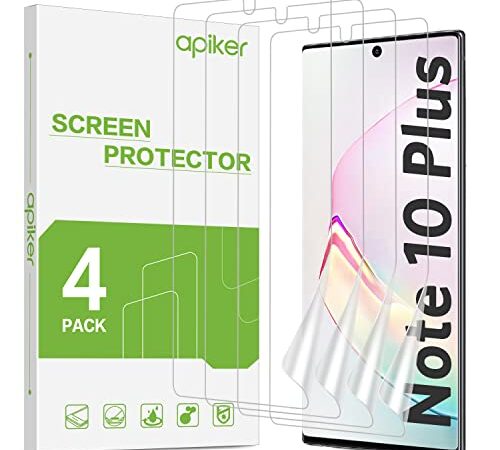 apiker Film Protection Ecran Compatible avec Samsung Galaxy Note 10 Plus/Note 10+ 2019 (4 Pack), Film en TPU Souple, Haute Sensibilité Tactile, S Pen Compatible