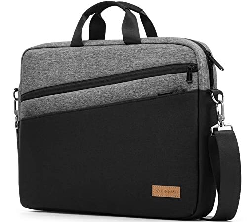 Bagasin Sacoche Ordinateur Portable 15 15,6 16 Pouces Mallette Sac pc Tablette Ordinateur Sac à Bandoulière, Tissu Imperméable, Léger Robuste pour Affaires Décontraction ou École