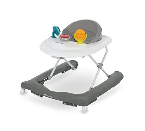 Bebeconfort Explorer Trotteur pour bébé avec plateau d'activités musical amovible, Trotteur bébé facilement pliable, De 6 à 18 mois, Jusqu'à 12 kg, Gray Mist