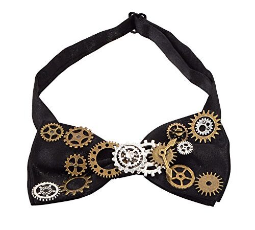 BLESSUME Nœud papillon Steampunk Engrenages gothiques Retro Cosplay Accessoires Unisexe (Noir)