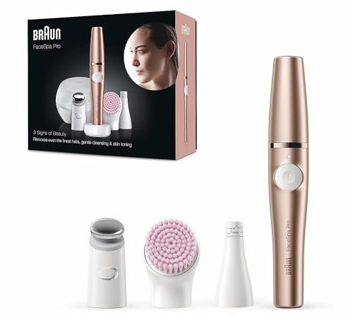 Braun Braun FaceSpa Pro SE921 Épilateur Visage Beauté Tout-en-Un, Brosse Nettoyante Peaux Sensibles et Tête Raffermissante, Bronze, Wht, 1 pièce (paquet de 1)