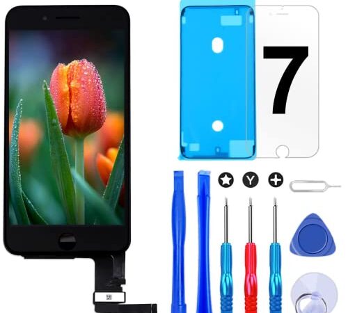 Brinonac Ecran Tactile LCD pour iPhone 7 Vitre De Remplacement LCD Ecran Assemblé avec Kit De Réparation (Noir, 4.7 Pouces)