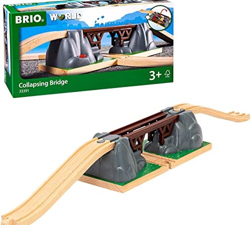 BRIO World - 33391 - Pont catastrophe - Accessoire pour circuit de train en bois - Action de jeu sans pile - Le pont s'écroule - Jouet mixte à partir de 3 ans