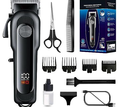 Capri-Sun Tondeuse Cheveux Hommes, Electriques Tondeuse Barbe Homme, Sans Fil Tondeuse à Cheveux Rasoir Barbe Tondeuse Kit, USB Rechargeable Tondeuse Cheveux Écran à LCD, Pour Coiffeurs et Familles