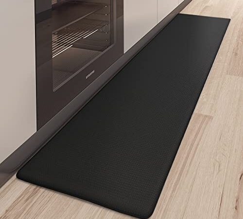 Color G Tapis de Cuisine Devant Évier, Tapis de Couloir en PVC Imperméable, Tapis de Passage Long Antidérapant et Résistant à l'huile (44 x 150 cm, Noir)