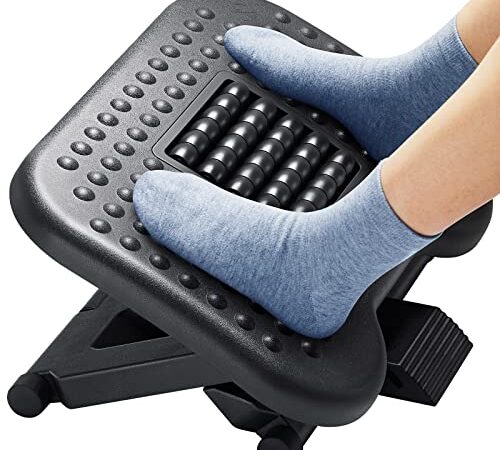 HUANUO Repose-pieds sous le bureau avec fonction de massage, angle réglable et 3 positions de hauteur différentes, repose-pieds antidérapant pour maison