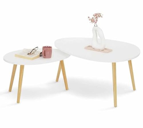 IDMarket - Lot de 2 Tables Basses gigognes Gaia laquées Blanc scandinave