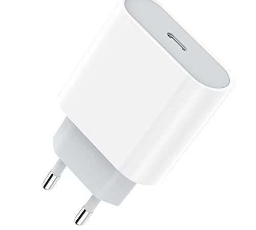 iPhone Prise USB C, 25W Rapide Chargeur pour iPhone 15/15 Pro/15 Pro Max/15 Plus/14/13/12/11 Mini SE XS XR X 8 7 6, iPad, AirPods, USBC Secteur Alimentation Type C Mural Adaptateur de Charge Secteur